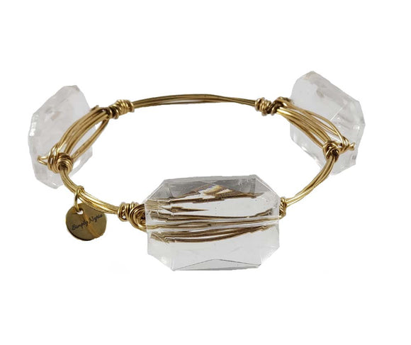Crystal Clear Wire Bangle Bracelet