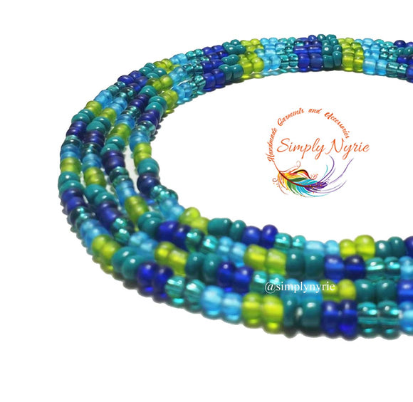 Multi Blue and Green Waist Beads