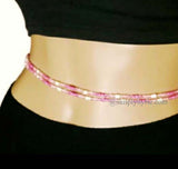 Pink Clear and White Waist Beads